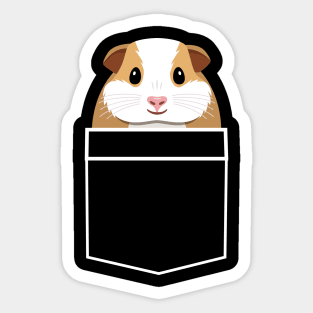 Cute Small Guinea Pig in White Outline Pocket Sticker